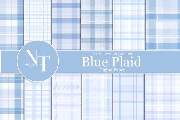 Baby Boy Blue Plaid Digital Paper