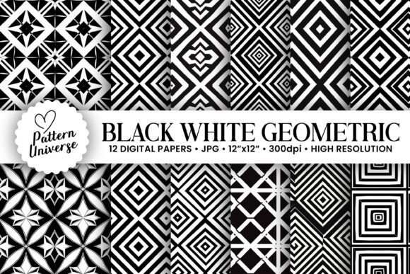 Black White Geometric Digital Papers: Elevating Your Creative Projects with Precision