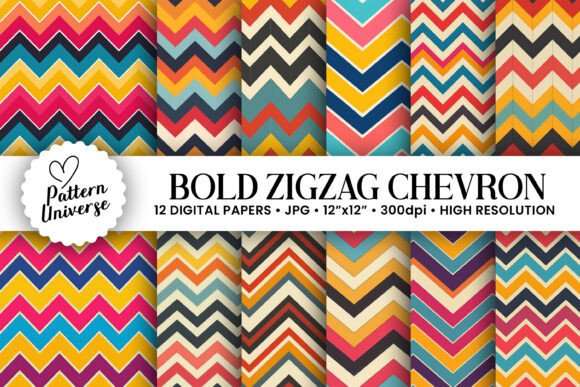 Bold Zigzag Chevron Digital Papers