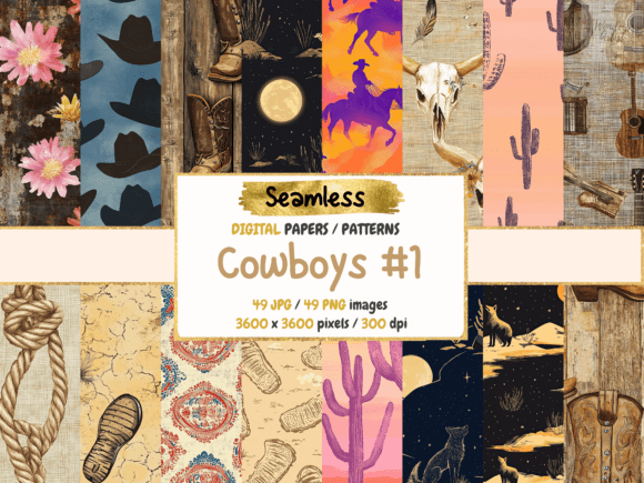 Cowboys 1 Seamless Digital Paper: Bringing the Wild West to Your Creative Projects