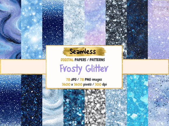 Frosty Glitter Digital Papers: Icy Glamour for Creative Projects