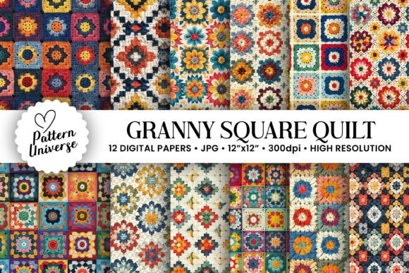 Granny Square Quilt Digital Papers