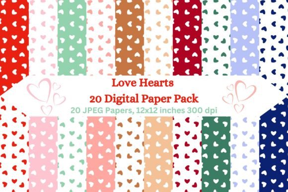 Love Hearts 20 Digital Paper Pack