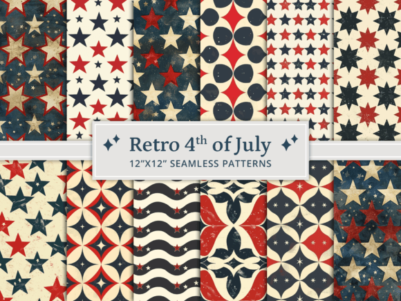 Retro 4th of July Seamless Digital Paper