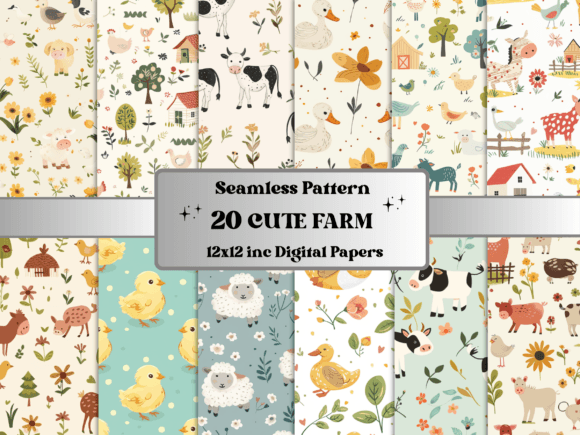 Seamless Cute Farm Baby Pattern Paper for Modern Design