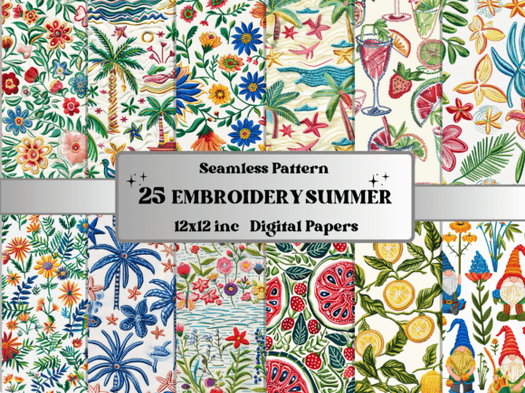Seamless Embroidery Summer Pattern Paper: Elevate Your Creative Projects