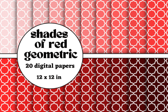 Shades of Red Geometric Digital Papers