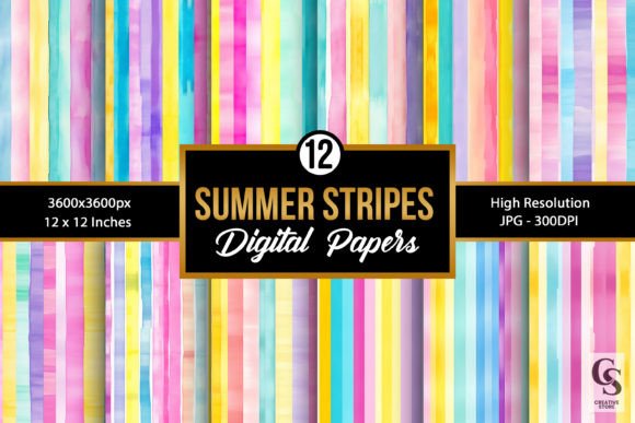 Summer Watercolor Stripes Digital Papers: A Comprehensive Guide to Seamless Patterns for Creative Projects